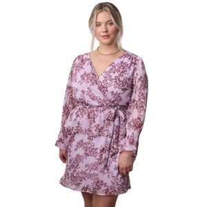 plus size LC lauren conrad peplum waist faux-wrap long sleeve dress size 2x